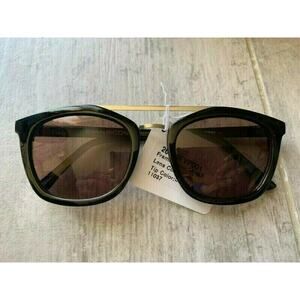 FGX INTERNATIONAL Black Round Retro Sunglasses Summer Black Lenses Fashion NEW